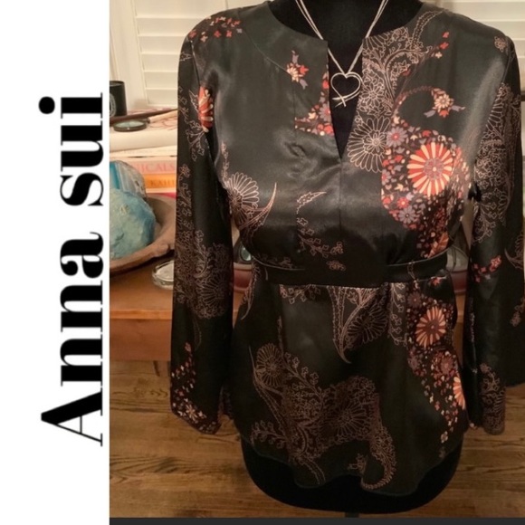 ! Anna Sui Beautiful Silk Top S - Picture 1 of 10